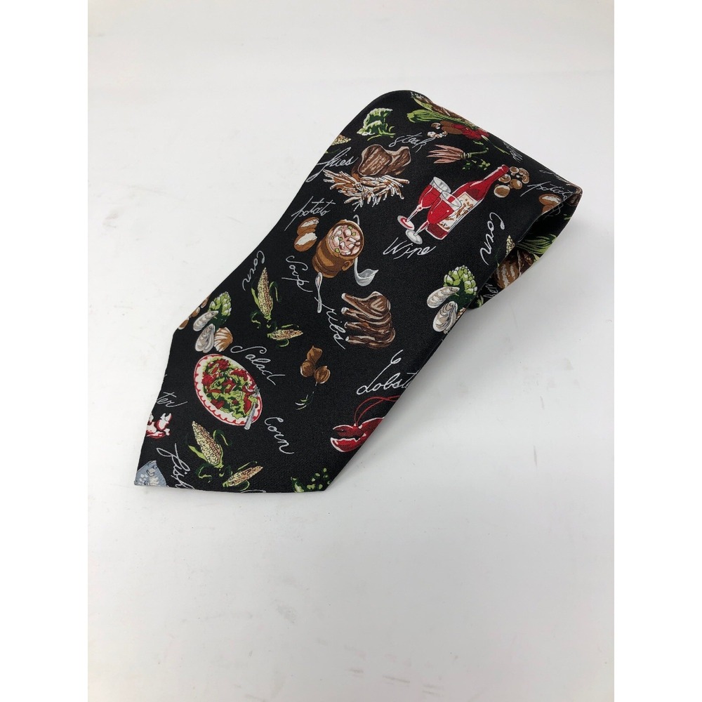 MUSEUM ARTIFACTS Food‎ and Wine Silk Tie Hand Made Retailed $47.50